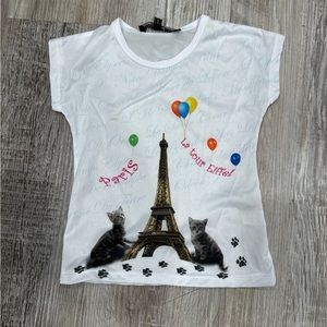 Eiffel Tower Paris Cat Shirt 2T
